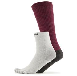 Injinji Дамски туристически чорапи Injinji Women's Liner/Hiker Crew Coolmax/Nuwool Walking socks - Maroon / Gray - размер 40, 5-44, 5 (EU) (201-6542-0112)