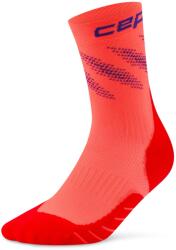 CEP Дамски чорапи за бягане CEP Women's Run Edt. Elliptic Socks Mid Cut Running socks - Neon Coral / Purple - размер III (207-1149-0412)