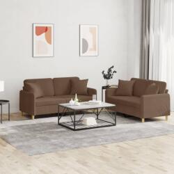 vidaXL Set de canapele cu perne, 2 piese, maro, textil GartenMobel Dekor (3202105) Canapea