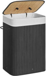 Songmics Cos de rufe din bambus SONGMICS, pliabil, cu capac, 72L, negru (EZ-LCB10B)