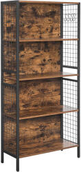 VASAGLE Biblioteca Vasagle cu 4 niveluri, cadru din otel si polite MDF, maro rustic (EZ-LBC023B01) Biblioteca