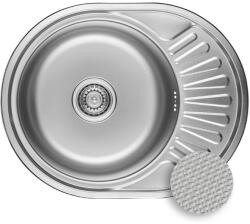 Kuchinox Normál, 1 rekeszes rozsdamentes mosogató 570x450x180 mm csepegtetővel, rovátkolt díszítéssel, acél, LAV-SGN_383T (LAV-SGN_383T)