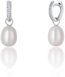 JwL Luxury Pearls Ezüst karika fülbevalók a Kate hercegnő valódi gyöngy és cirkónium kövekkel 3 az 1- ben JL0685