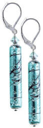 Lampglas Gyönyörű türkiz fülbevaló tiszta ezüsttel Turquoise Love Lampglas gyönggyel EPR10