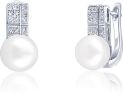 JwL Luxury Pearls Gyönyörű fülbevalók valódi gyönggyel és cirkónium kövekkel JL0644