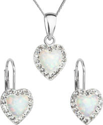 Evolution Group - Pavona Evolution Group Csillogó szív alakú ékszerszett Preciosa kristállyal 39161.1 & white s. opal(fülbevaló, nyaklánc, medál)