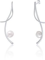 JwL Luxury Pearls Hosszú ezüst fülbevalók valódi barokk gyöngyökkel és cirkónium kövekkel JL0681