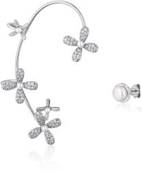 JwL Luxury Pearls Luxus ezüst aszimmetrikus fülbevaló gyöngyökkel és cirkónium kövekkel - jobb füllyukba JL0779