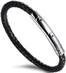Troli Leather Bőr karkötő acél csattal
