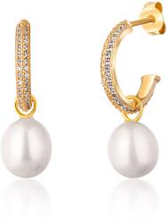 JwL Luxury Pearls Gyönyörű aranyozott karika fülbevaló valódi gyöngyökkel 2 az 1-ben JL0771