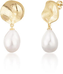 JwL Luxury Pearls Gyönyörű aranyozott fülbevaló igazi barokk gyöngyökkel JL0724