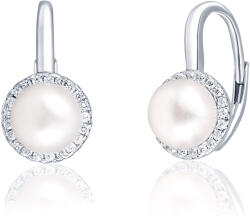 JwL Luxury Pearls Elegáns ezüst fülbevaló gyönggyel és cirkónium kővel JL0640