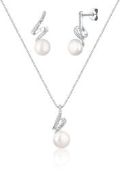 JwL Luxury Pearls Elegáns ékszer szett valódi gyöngyökkel és cirkóium kövekkel JL0746 (lánc, medál, fülbevaló)