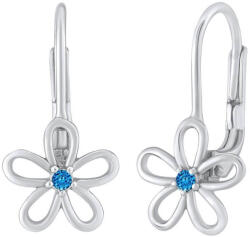 Silvego Ezüst fülbevaló - virág kék Swarovski® cirkónium kővel SILVEGOB31857SB