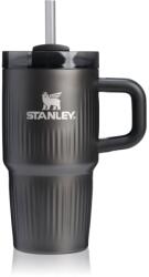 Stanley Quencher H2. O Fluted Tumbler pahar din oțel inoxidabil cu pai mic Black PVD 590 ml