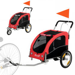 PawHut 2-în-1 remorcă pentru bicicletă & cărucior pliabil pentru câini mici & mijlocii până la 20 kg, Roșu | Aosom Romania (D00-051V01RD)