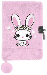 Paso BeUniq szőrmés kulcsos napló A5/96 lap - Rabbit Check - Pink (BU26ZJ-3676) (BU26ZJ-3676)