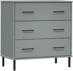 vidaXL OSLO szürke tömör fa tálalószekrény 3 fiókkal 77 x 40 x 79, 5 cm 350980 (350980)