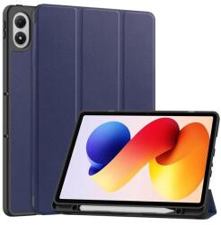Gigapack tabletvédő álló, bőr hatású, aktív flip, oldalra nyíló, trifold, asztali tartó, ceruza tartó, sötétkék, kompatibilis: Xiaomi Redmi Pad 2 Pro (GP-179090)