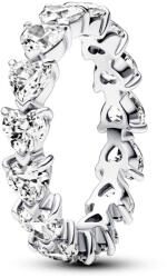 Pandora Inel strălucitor din argint Row of Hearts Timeless 193103C01 54 mm