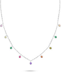 Brilio Silver Colier argintiu cu pietre colorate de zircon NCL60W