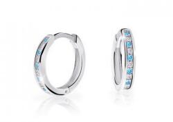 Cutie Jewellery Cercei rotunzi atemporali din aur alb C3343-80-10-X-2 albastră deschisă