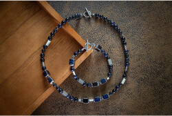 Lampglas Colier de modă Star Dust cu perle unice Lampglas și Blue Goldstone NFM15