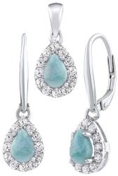 Silvego Set de bijuterii din argint EUREKA cu Larimar - cercei și pandantiv JJJ1393LR