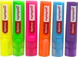 Optima Lipici si corector Optima Textmarker varf lat 1-4mm, Optima 720 - 6 culori/set (OP-3700146W)