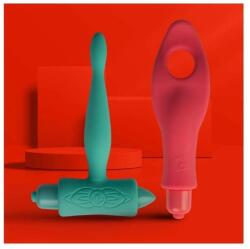 Rocks-Off Set Touch Me Vibrator Anal si Vibrator Finger, 7 Moduri Vibratii, Silicon, Rosu/Verde Vibrator
