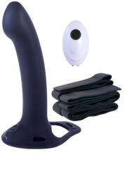 NMC Strap-on cu 10 Moduri Vibratii, Remote Control, USB, Silicon, Negru, 24.1 cm