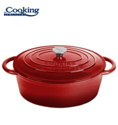 Heinner SEMIOALA FONTA EMAILATA OVALA+CAPAC 33.5x26X12 CM, 6L, RED LINE, COOKING (HR-KN-SM28OV)