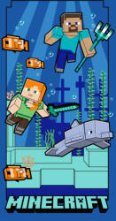 Minecraft Underwater fürdőlepedő, strand törölköző 70x140cm (Fast Dry)