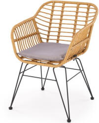 Halmar Fotel K541, natúr/fekete, polyrattan és fém