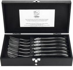 Laguiole Luxury Line Set de furculițe pentru friptură, mâner din lemn de abanos negru, set 6 buc, lungime: 250 mm Tacam