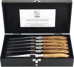 Laguiole Luxury Line Set de cuțite pentru friptură, mâner din lemn de măslin, set 6 buc, Lungime: 230 mm Tacam