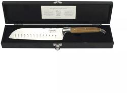 Laguiole Luxury Line Cuțit Santoku, mâner din lemn de măslin, înălțime: 40 mm, lungime: 310 mm