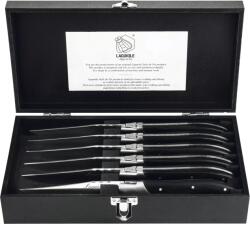 Laguiole Luxury Line Set de cuțite pentru friptură, mâner din lemn de ebeniu negru, set 6 buc, lungime: 230 mm Tacam