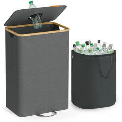 SONGMICS Szelektív hulladékgyűjtő pet palackoknak, 100 L, szürke (RRB509G01)