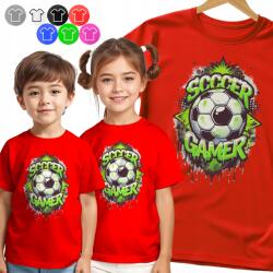  Gyerek Póló T-shirt Soccer Gamer Labda Fiúknak XL (KOSZULKA DZIECIIĘCA CZERW V2 - NR 270)