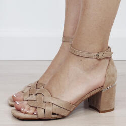 SOFILINE Sandale elegante maro deschis cu toc comod FF-10 M12 (FF-10KHAKI-38)