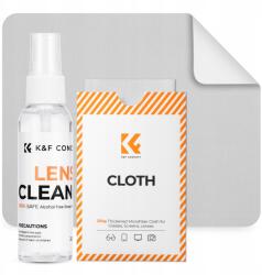 K&F Concept 2in1 Fényképezőgép Objektív Tisztító Szett Folyadék 60ml Törlőkendő (KF08.090)
