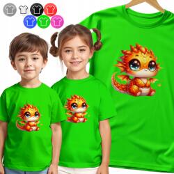  Gyerek Póló T-shirt Gyerek Sárkány - Narancssárga Gyerekeknek L (KOSZULKA DZIECIIĘCA ZIEL V2 - NR 127)