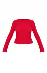 Prettylittlething Piros Texturált Hosszú Ujjú Blúz Prettylittlething 38