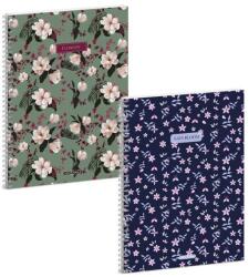 Ars Una kockás spirálfüzet A4 - Navy-Flowery mix