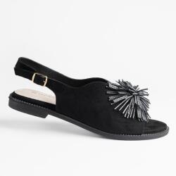 Goodin Női szandál Goodin GD-FL889 velúr bőr dísz pompon fekete 36 (GD-FL889BLACK)