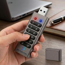 SpectrumPoint Stick USB cu Tastatura SpectrumPoint®, 32 GB, USB 3.0, Criptare Hardware, Protectie Date cu Parola PIN, Stocare Securizata, Carcasa Metalica din Aliaj de Zinc, Rezistent, Gri (SP-97)