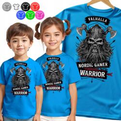  Gyerek Póló Nordic Gamer Warrior Viking Fiú Póló M (KOSZULKA DZIECIIĘCA NIEBIESKI V2 - NR 272)