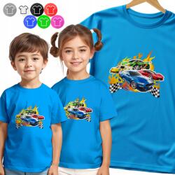 Gyerek Póló T-shirt Szuper Autóverseny 2 Fiúknak S (KOSZULKA DZIECIIĘCA NIEBIESKI V2 - NR 87)