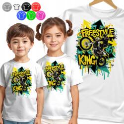 Gyerek Póló Póló Freestyle Király - 16-OS Felirat Fiúknak Xxs (KOSZULKA DZIECIIĘCA BIAŁY V2 - NR 330)